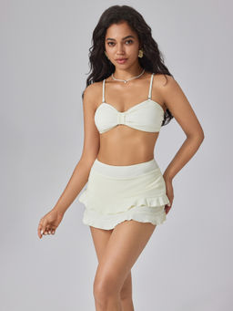 Cider - Shaping Solid Ruffle Hem Bikini Set