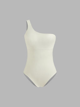 Cider - Shaping Asymmetrical Neck Solid One Piece Swimsuit