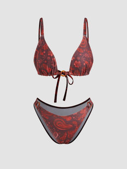 Cider - O-Ring Floral Bracelet Cheeky Bikini Swimsuit