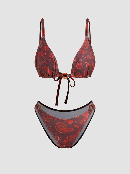 Cider O-Ring Floral Bracelet Cheeky Bikini Swimsuit