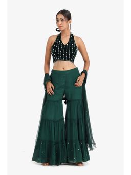 Closet Aura - Green Sharara with Dupatta & Blouse