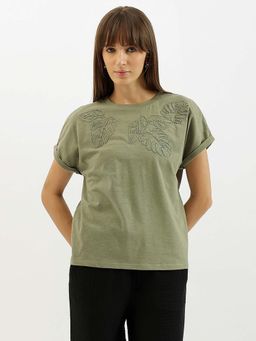 United Colors of Benetton - Round Neck Embroidered T-Shirt