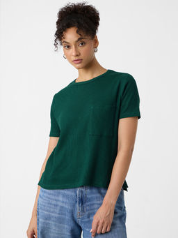 The Souled Store - Solids Lush Green Women Relaxed Fit T-Shirt