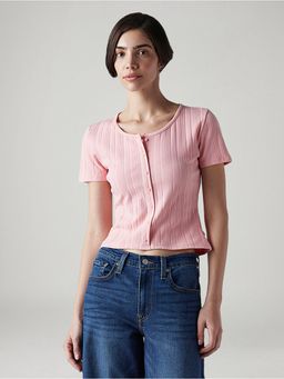 Levi's - Women's Pink Round Neck Crop Top