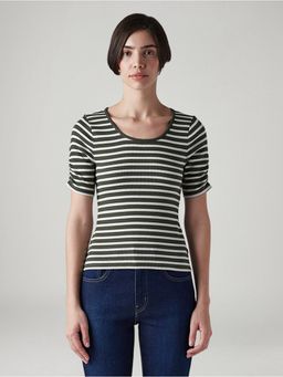 Levi's - Women's Striped Olive Scoop Neck Tops