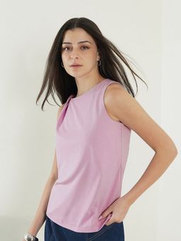 FABLE STREET - Knitted Abstract Regular Fit Sleeveless Round Neck Top