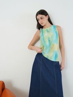 FABLE STREET - Knitted Abstract Regular Fit Sleeveless Round Neck Top