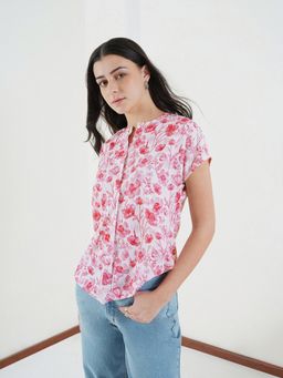 FABLE STREET - Floral Relaxed Floral Sleeve Shirt