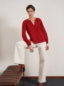 FABLE STREET - Pure Cotton Regular Fit Raglan Sleeve Split Top