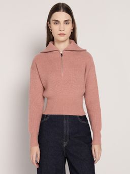 Cover Story - Dark Pink Zip Up Sweater