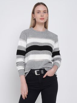 Cover Story - Grey Stripped Sweater