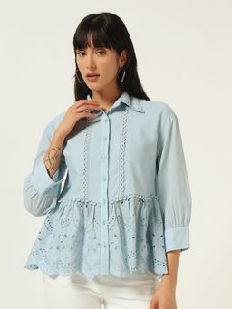 Beatnik - Women Self Design Embroidered Peplum Regular Tops