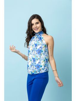 Beatnik - Georgette Floral Print Halter Neck Top