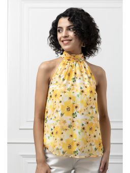 Beatnik - Georgette Floral Print Halter Neck Top