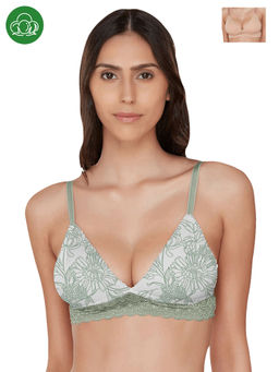 Inner Sense - Antimicrobial Non-wired Triangular Lace Band Bralette Multi-Color (Pack of 2)