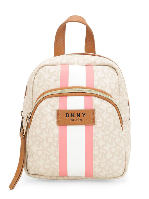 dkny mini backpack early 2000s Buy DKNY Signature Stripe Range Cream Color Soft Case PVC Mini Backpack  Online