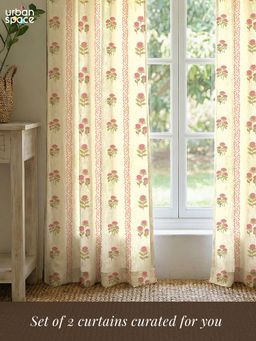 Urban Space - 100% Cotton Curtain 5Ft, Grove Pink (Pack of 2)