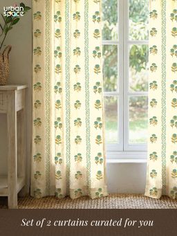 Urban Space - 100% Cotton Curtain 5Ft, Grove Sage Green (Pack of 2)