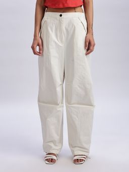 Calvin Klein - Relaxed Fit Cream Nylon Trousers
