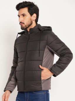 Vero Amore - Black Color Block High Neck Quilted Winter Jacket