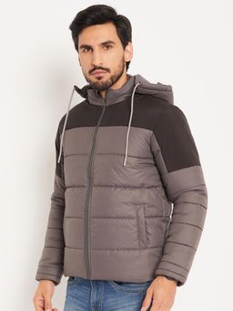 Vero Amore - Grey Color Block High Neck Quilted Winter Jacket