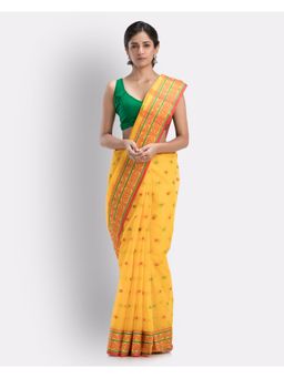 Angoshobha - Bengal Cotton Yellow Tangail Tant Saree