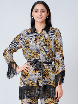 First Resort by Ramola Bachchan - Multi-color Baroque Animal Print Shirt