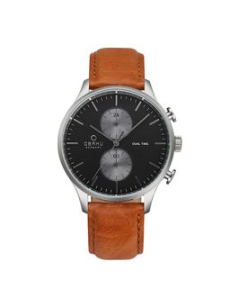 Obaku - Gran Camel Dual Time Black Round Dial Mens Watch - V196Gucurz