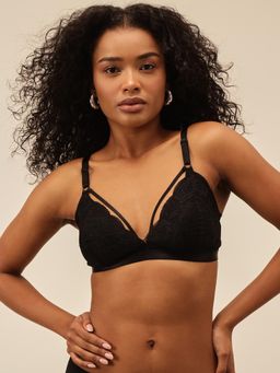 Chelvet - Black Non-Padded Non-Wired Lace Bra