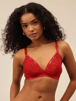 Chelvet - Red Non-Padded Non-Wired Lace Bra