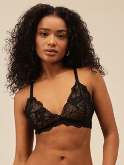 Chelvet - Black Non-Padded Non-Wired Lace Bra