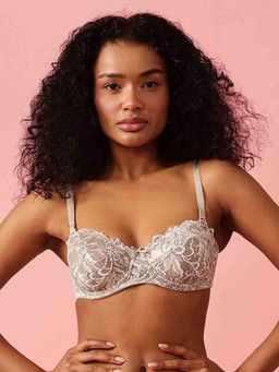 Chelvet - Off White Non-Padded Underwired Lace Bralette
