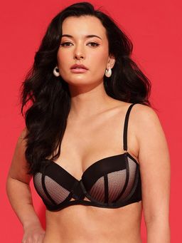 Chelvet - Black Demi Cup Black Padded Underwired Bra