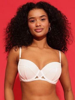 Chelvet - White Demi Cup Black Padded Underwired Bra