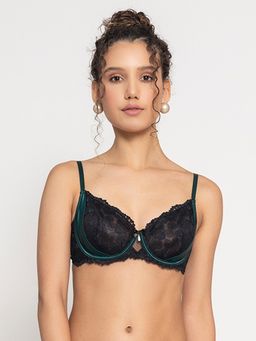 Chelvet - Black Non-Padded Underwired Lace Bra