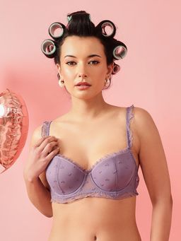 Chelvet - Lavender Lightly Padded Underwired Demi Coverage Mesh Bra