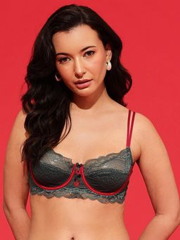 Chelvet - Olive Underwired Non-Padded Lace Bra