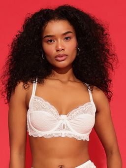 Chelvet - White Underwired Non-Padded Lace Bra
