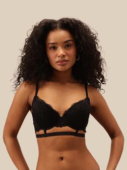 Chelvet - Black Padded Underwired Lace Bra