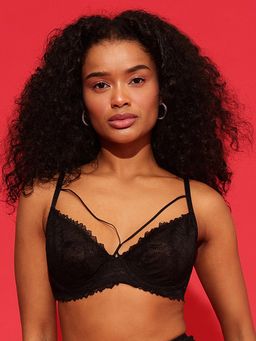 Chelvet - Black Non-Padded Underwired Lace Bra