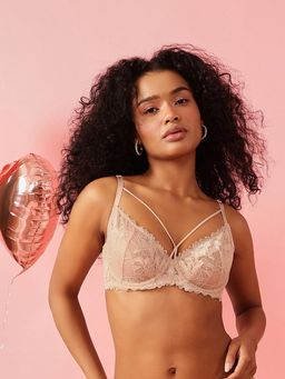 Chelvet - Peach Non-Padded Underwired Lace Bra