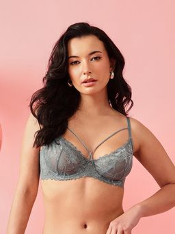 Chelvet - Grey Non-Padded Underwired Lace Bra
