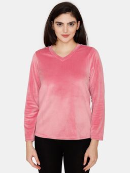 Zivame - Velour Knit Poly Lounge Top - Chateau Rose - Pink