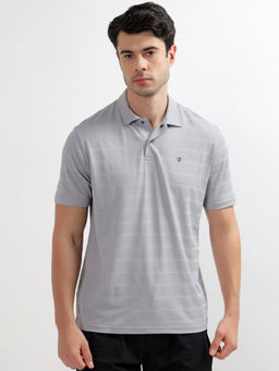 Cantabil - Regular Grey Polo Neck Half Sleeve T-Shirt For Men