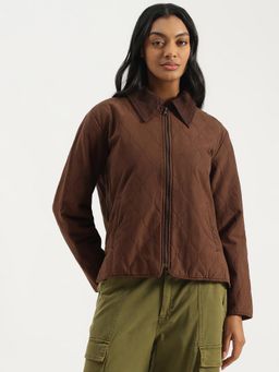 United Colors of Benetton - Brown Spread Collar Quilted Twill Jacket