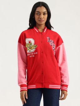 United Colors of Benetton - Red Band Neck Typography Varsity Sweatshirt