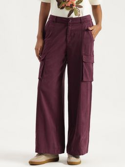 United Colors of Benetton - Purple Solid Easy Pull On Washed Cargo