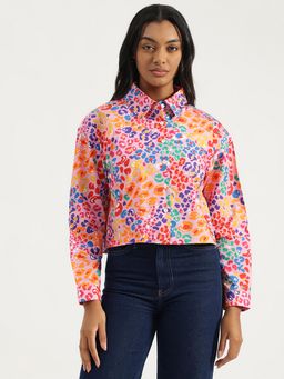 United Colors of Benetton - Pink Spread Collar Printed Shirt