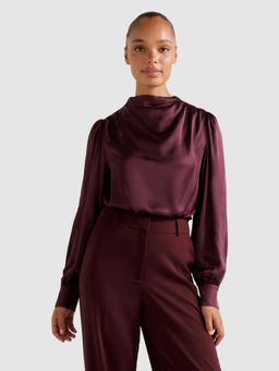 Forever New - Nancy Drape Neck Button Purple Top