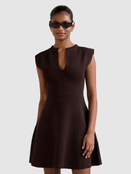 Forever New - Katerina Petite Crepe Knit Brown Mini Dress